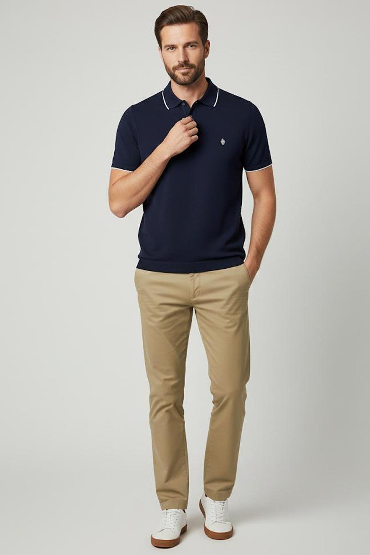 Triko Polo Yaka T-shirt Lacivert - Sabri Özel