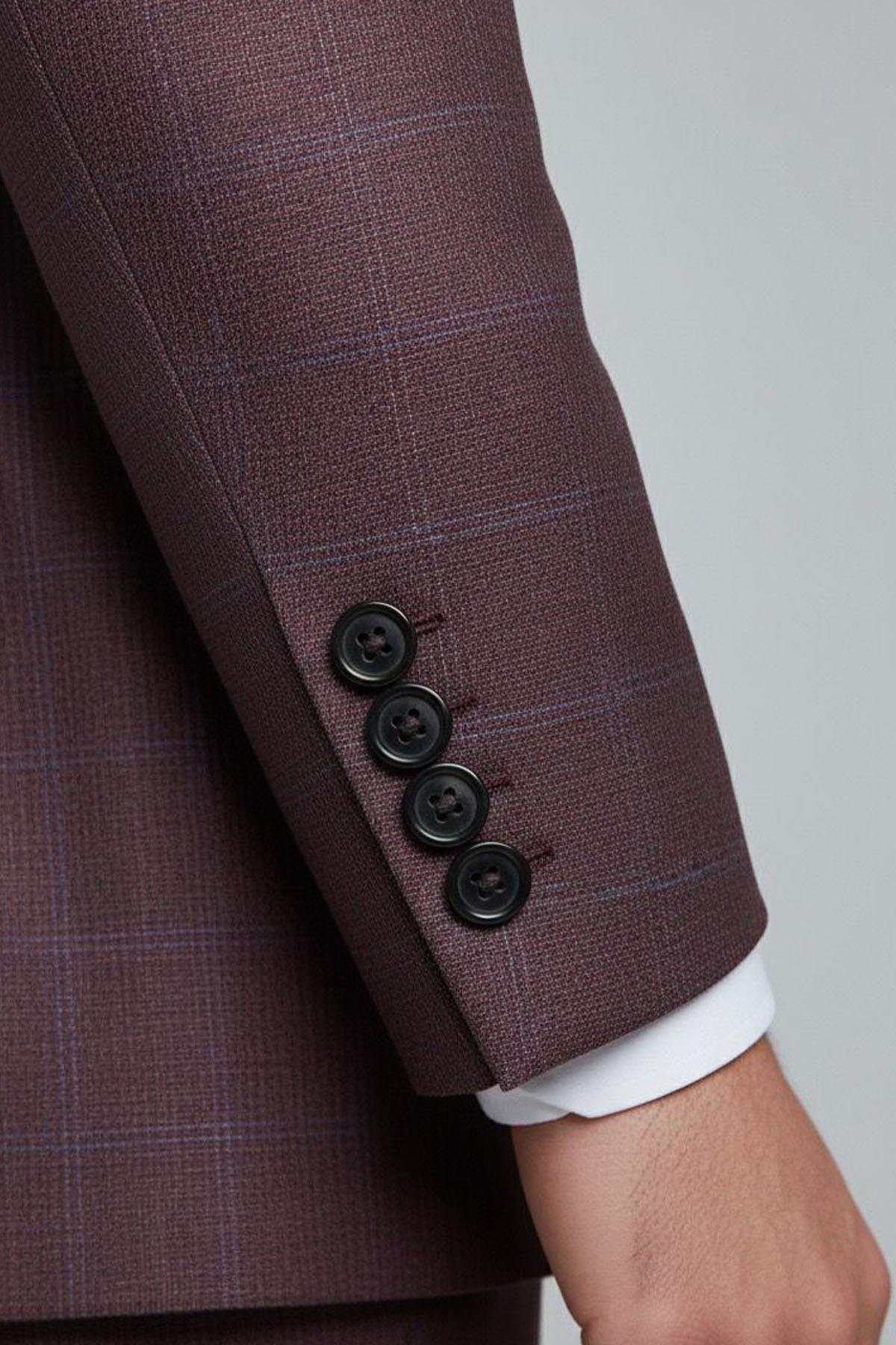 VEST SUIT PRNT Bordo - Sabri Özel