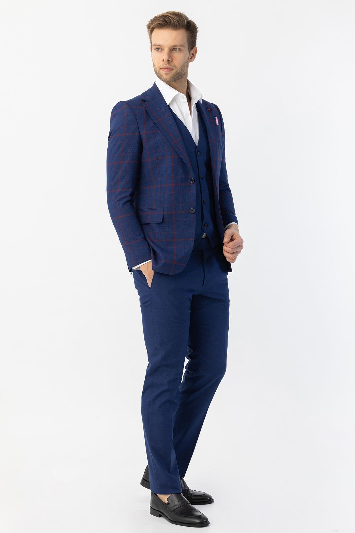 Yelekli Takım Elbise Lacivert - Sabri Özel