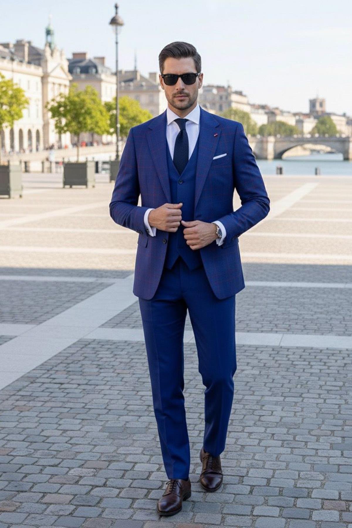 Yelekli Takım Elbise Lacivert - Sabri Özel