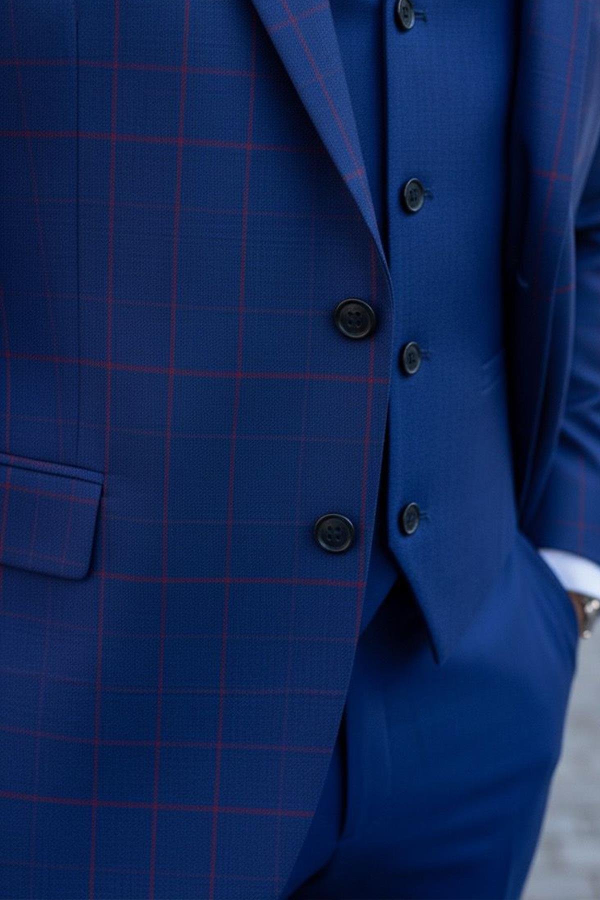 Yelekli Takım Elbise Lacivert - Sabri Özel