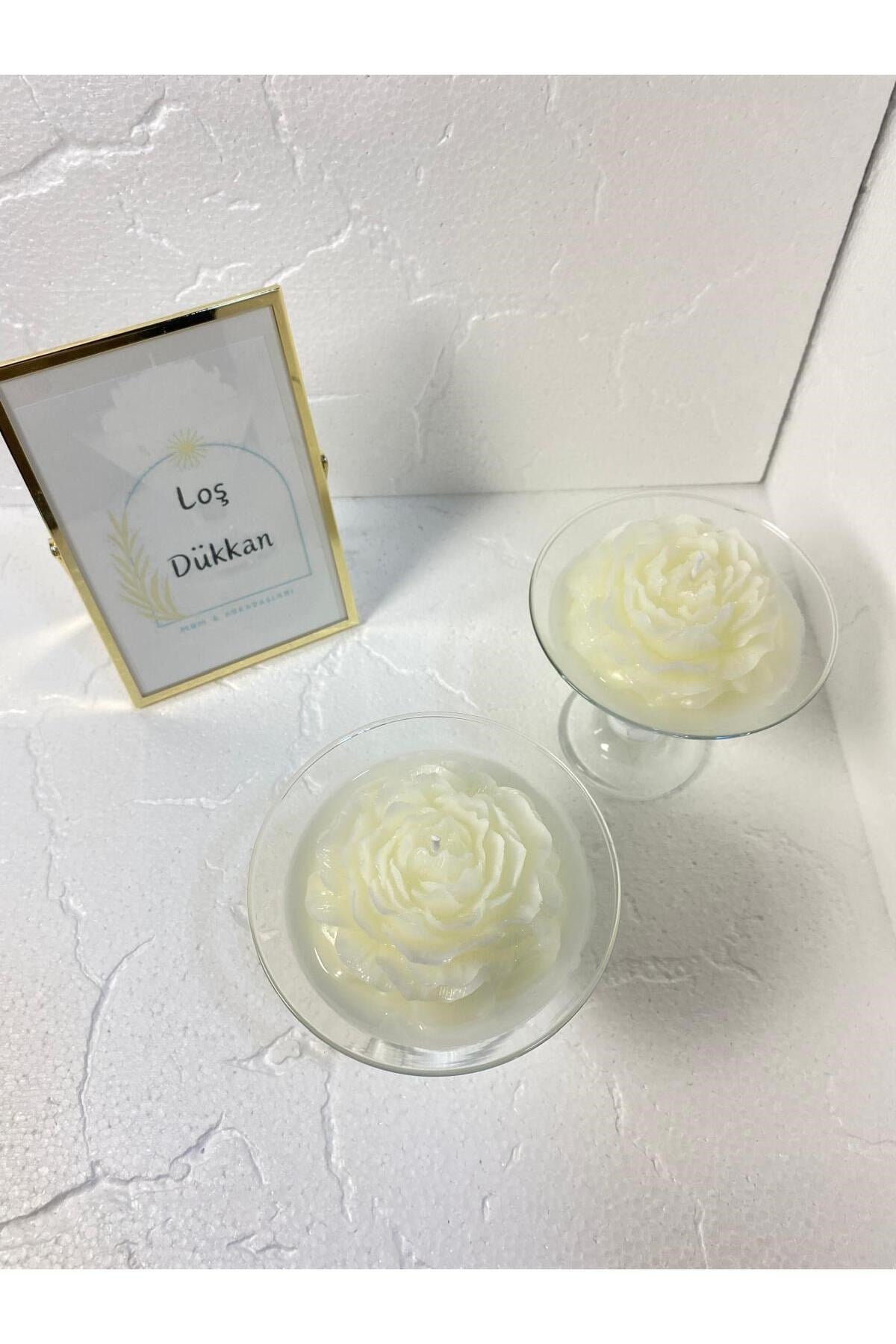 1 Adet Beyaz Şakayık Çiçekli Dekoratif Cam Kase Özel Tasarım Kokulu Aromaterapi Mum