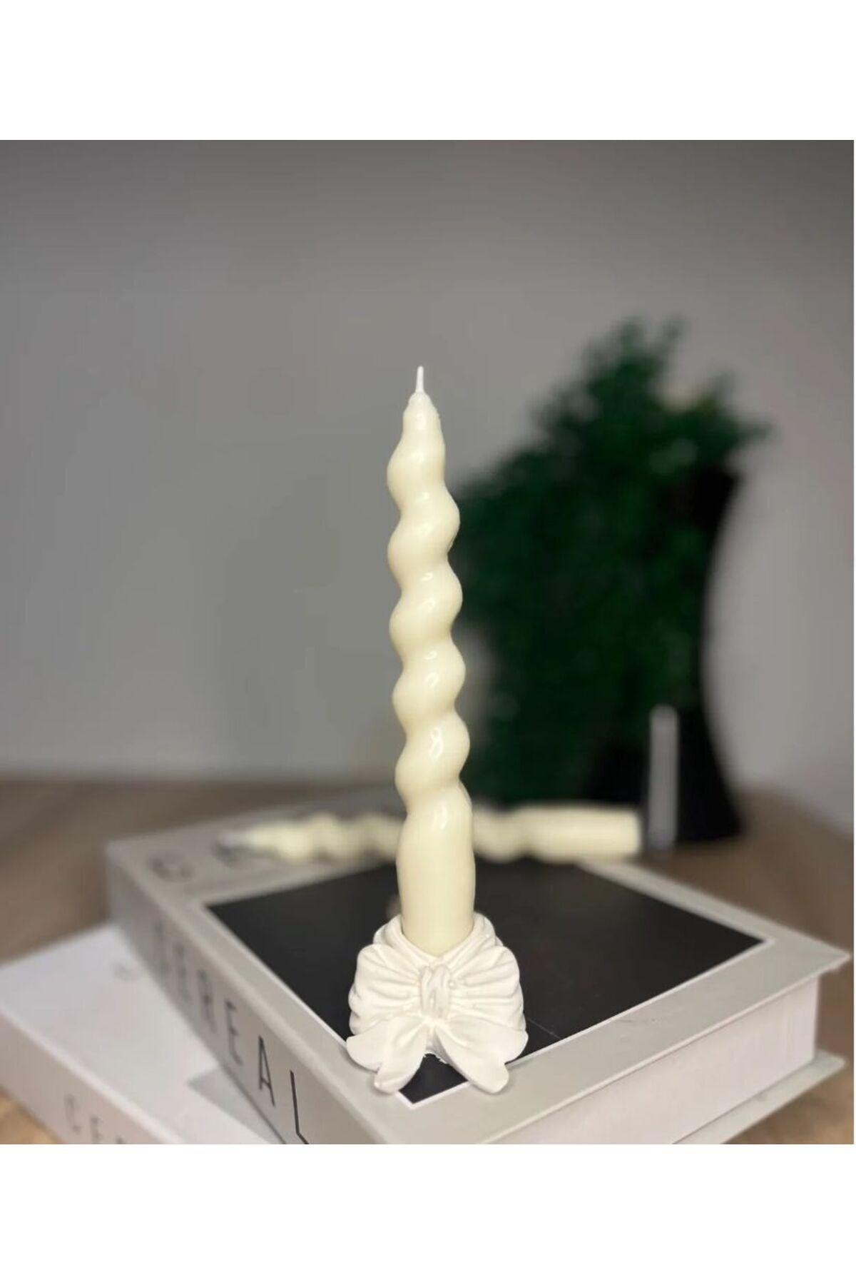 1 Adet Burgulu Şamdan Mumu Uzun Çubuk Konik Burgu Spiral Mum İtalyan Burgu Dekoratif Mum