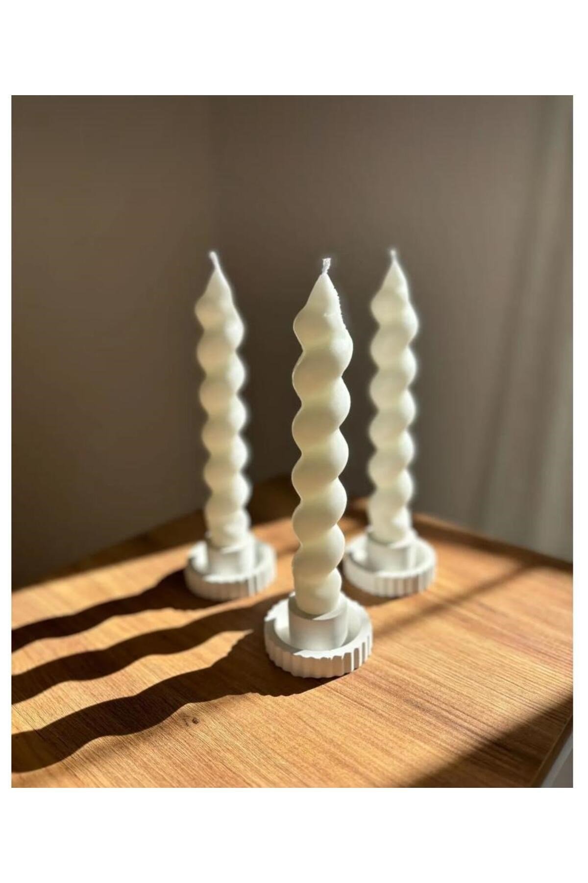 1 Adet Burgulu Şamdan Mumu Uzun Çubuk Konik Burgu Spiral Mum İtalyan Burgu Dekoratif Mum