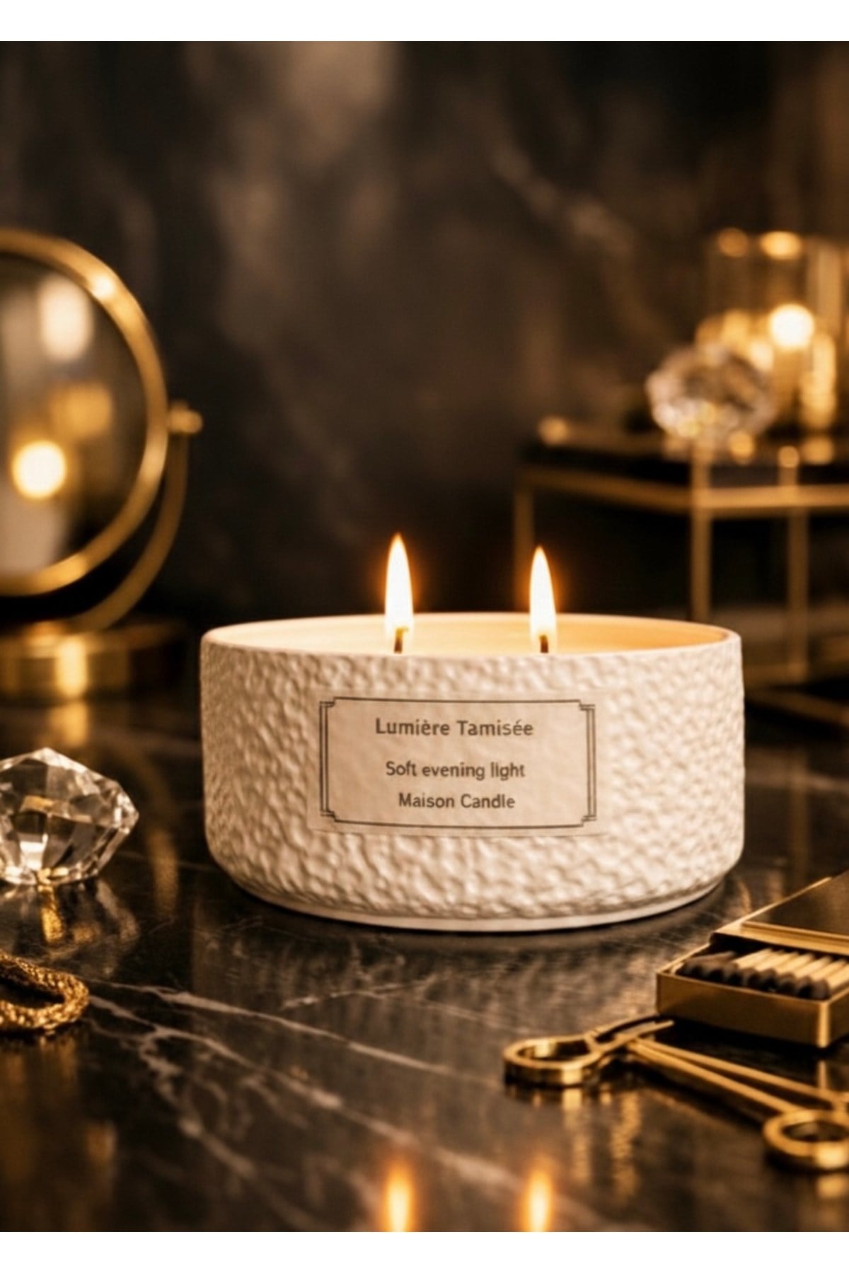 1 Adet Dokulu Kase Kokulu Mum Lumiere Tamisee Scented Candle