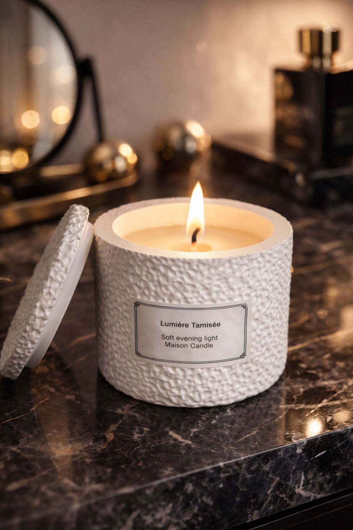 1 Adet Dokulu Kase Kokulu Mum Lumiere Tamisee Scented Candle