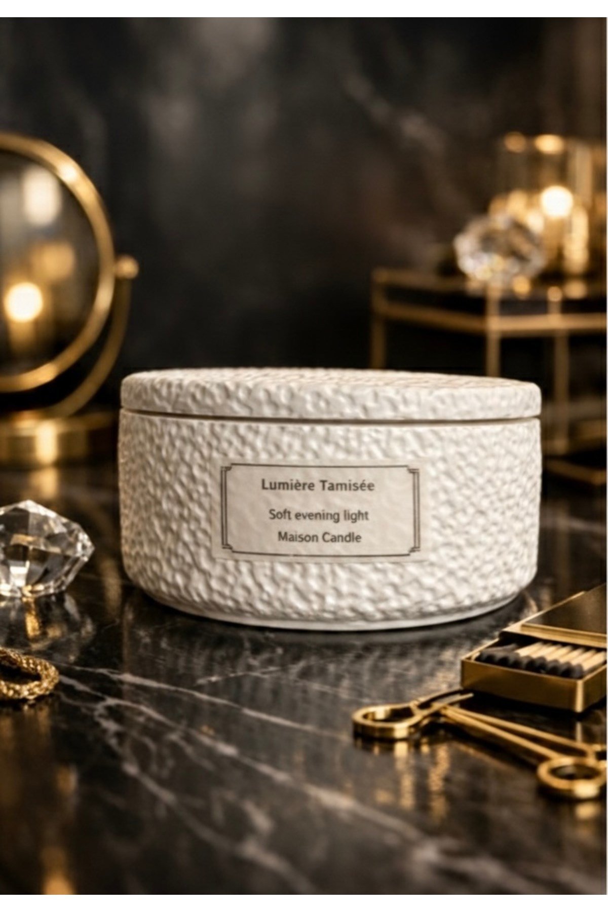 1 Adet Dokulu Kase Kokulu Mum Lumiere Tamisee Scented Candle