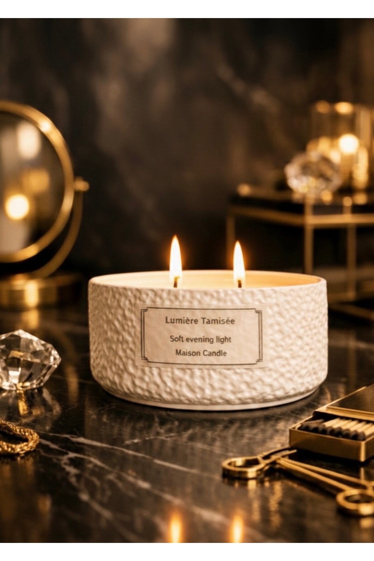 1 Adet Dokulu Kase Kokulu Mum Lumiere Tamisee Scented Candle