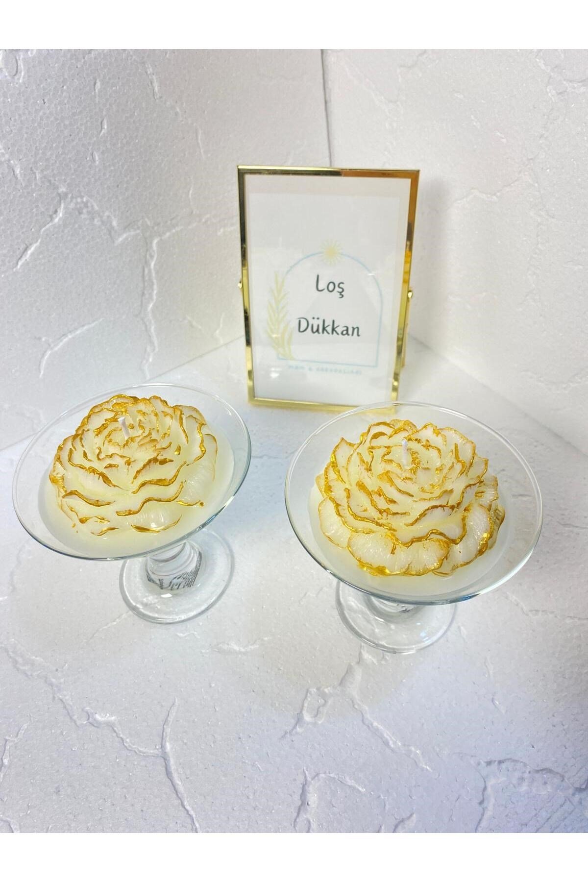 1 Adet Gold Geçişli Şakayık Çiçekli Dekoratif Cam Kase Özel Tasarım Kokulu Aromaterapi Mum
