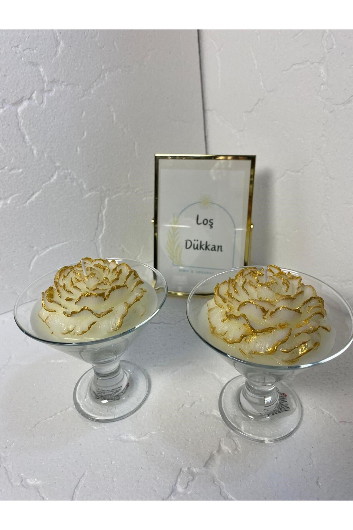 1 Adet Gold Geçişli Şakayık Çiçekli Dekoratif Cam Kase Özel Tasarım Kokulu Aromaterapi Mum