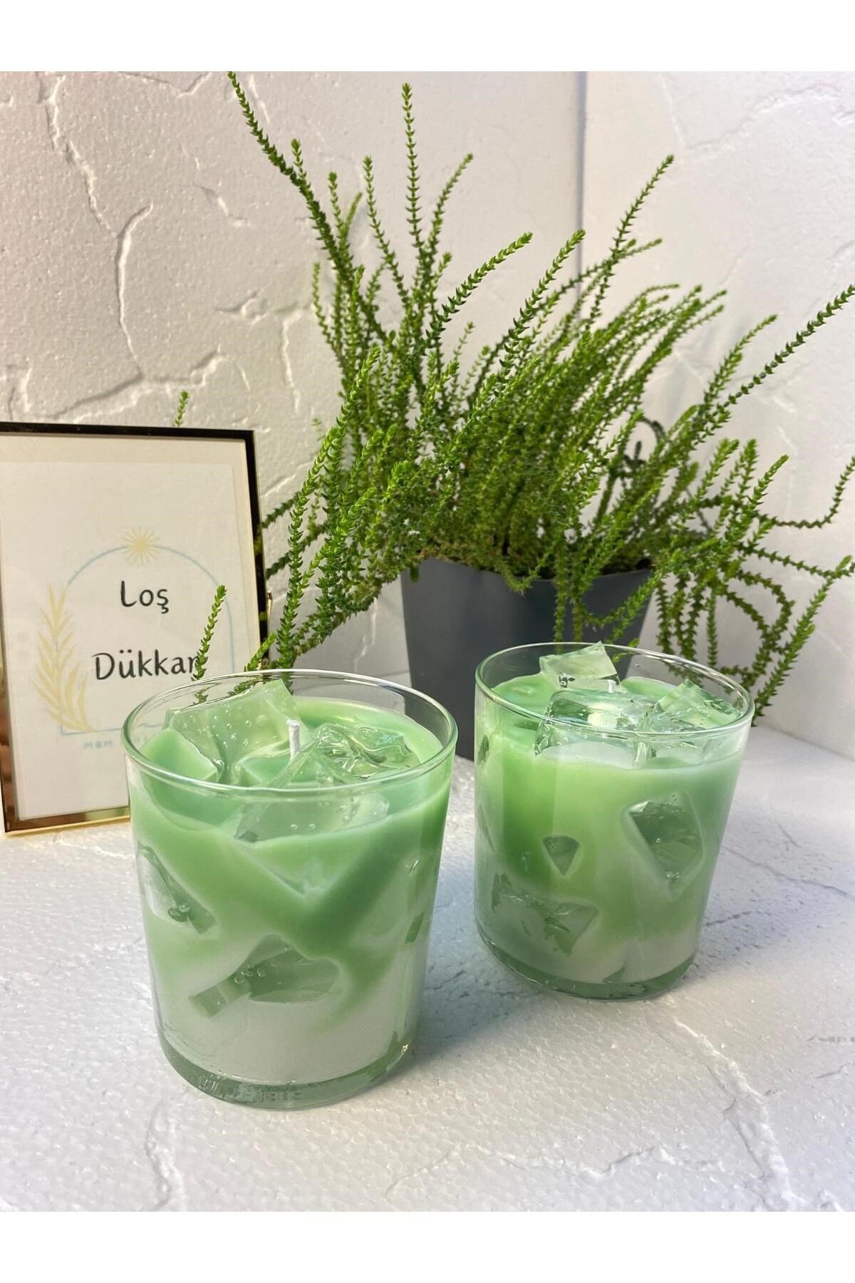 1 Adet Matcha Latte Mum Buzlu Jel Tasarım Kokulu Mum