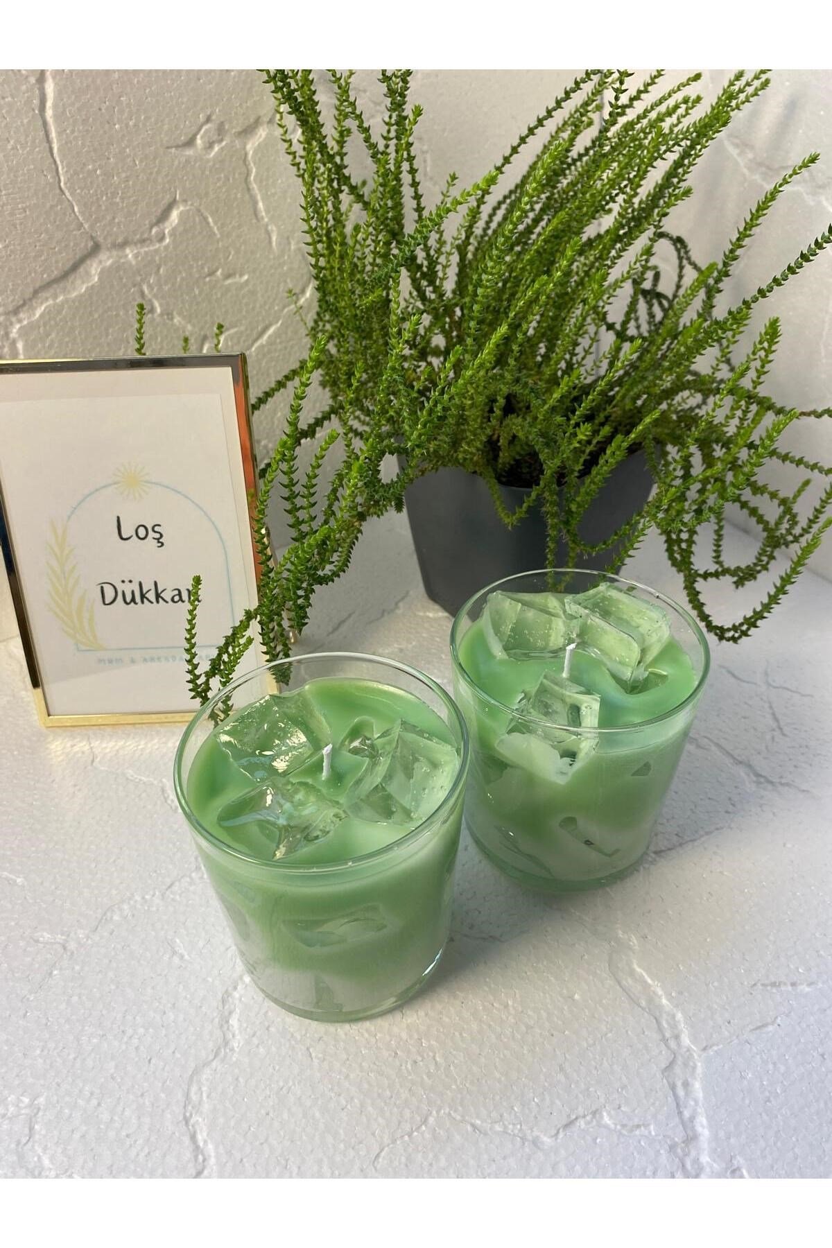 1 Adet Matcha Latte Mum Buzlu Jel Tasarım Kokulu Mum