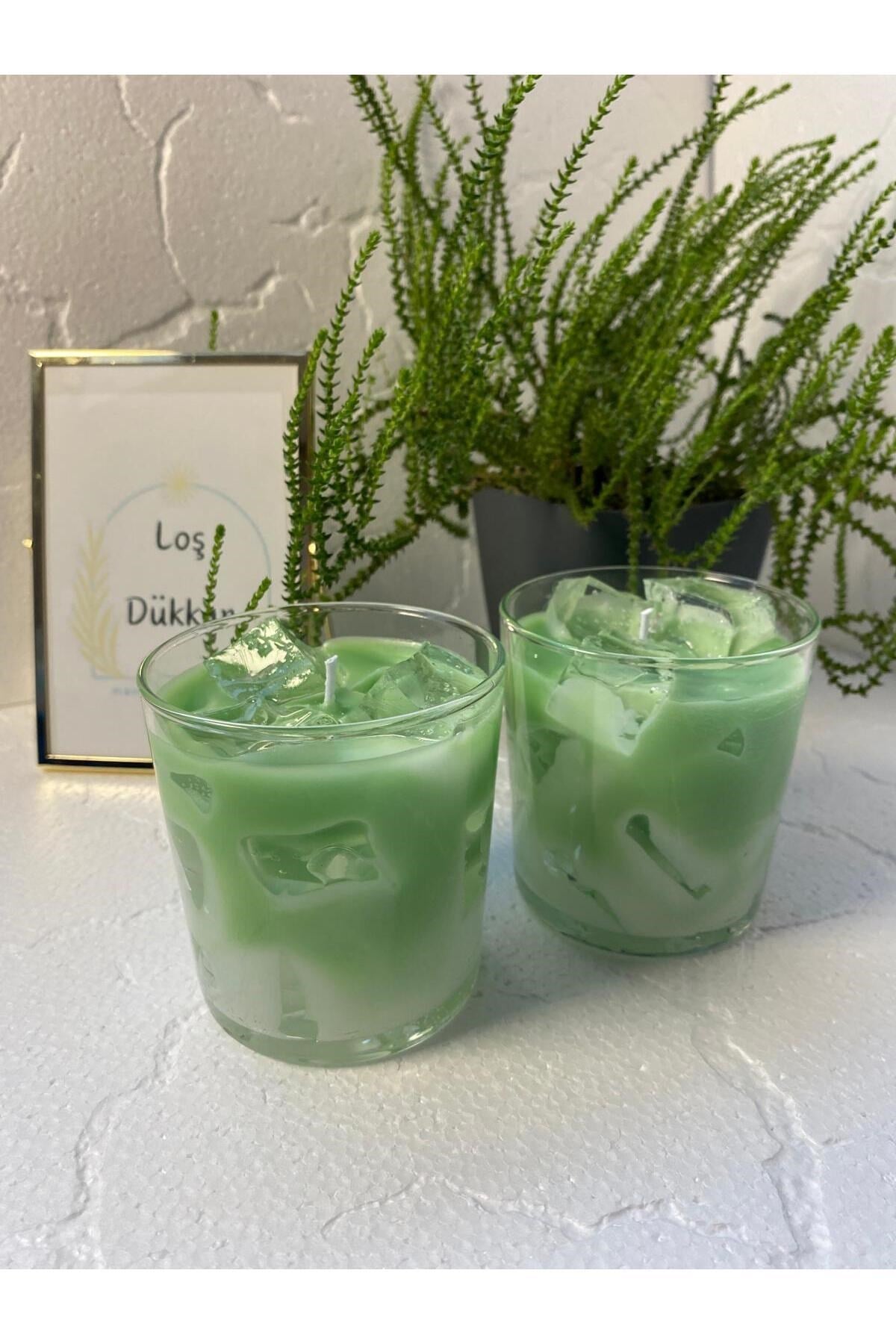 1 Adet Matcha Latte Mum Buzlu Jel Tasarım Kokulu Mum