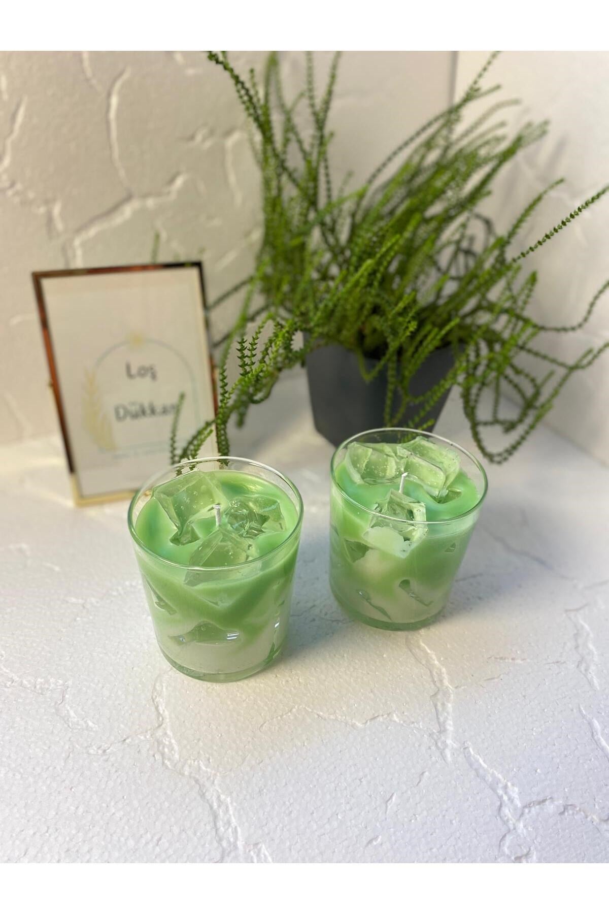 1 Adet Matcha Latte Mum Buzlu Jel Tasarım Kokulu Mum