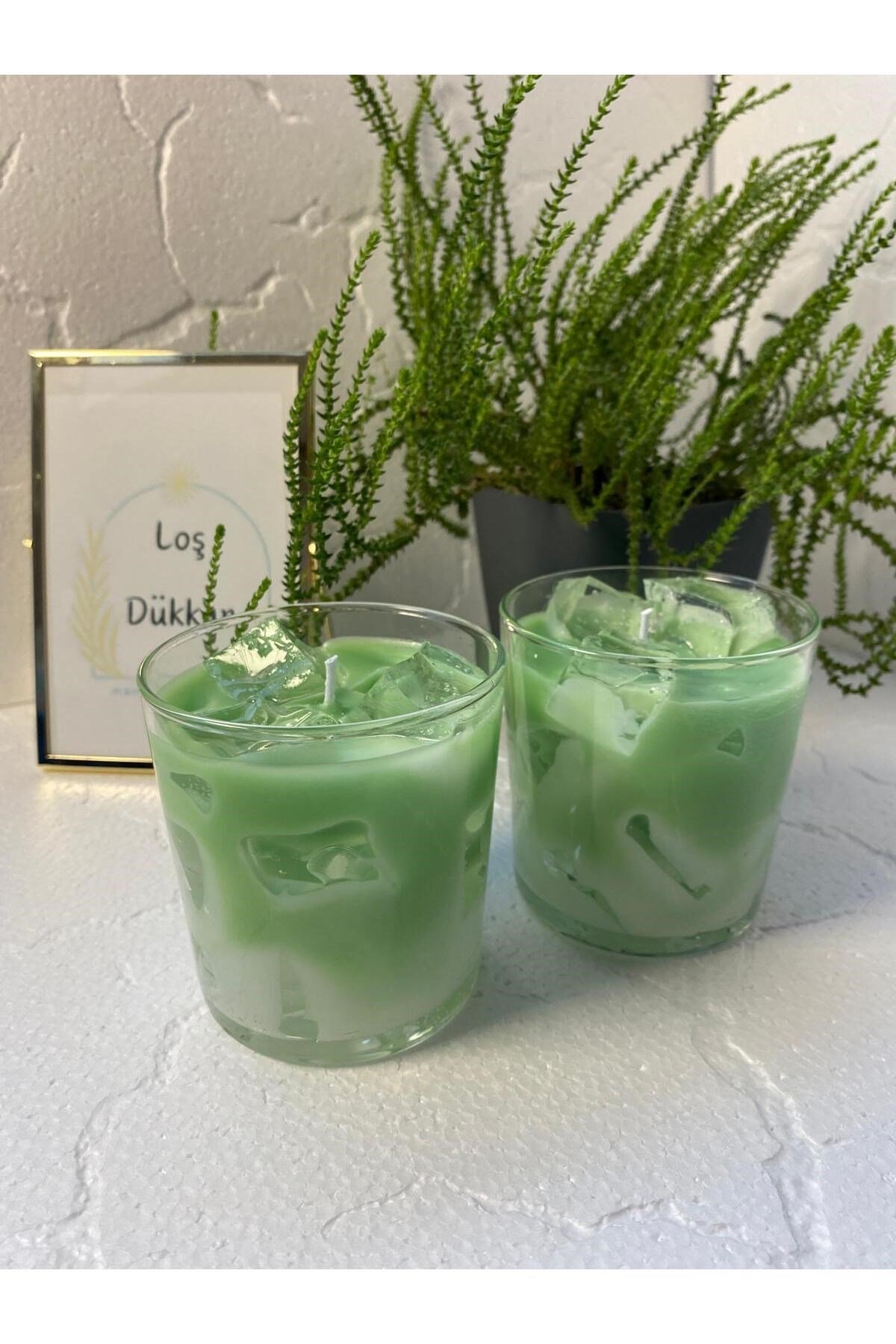 1 Adet Matcha Latte Mum Buzlu Jel Tasarım Kokulu Mum