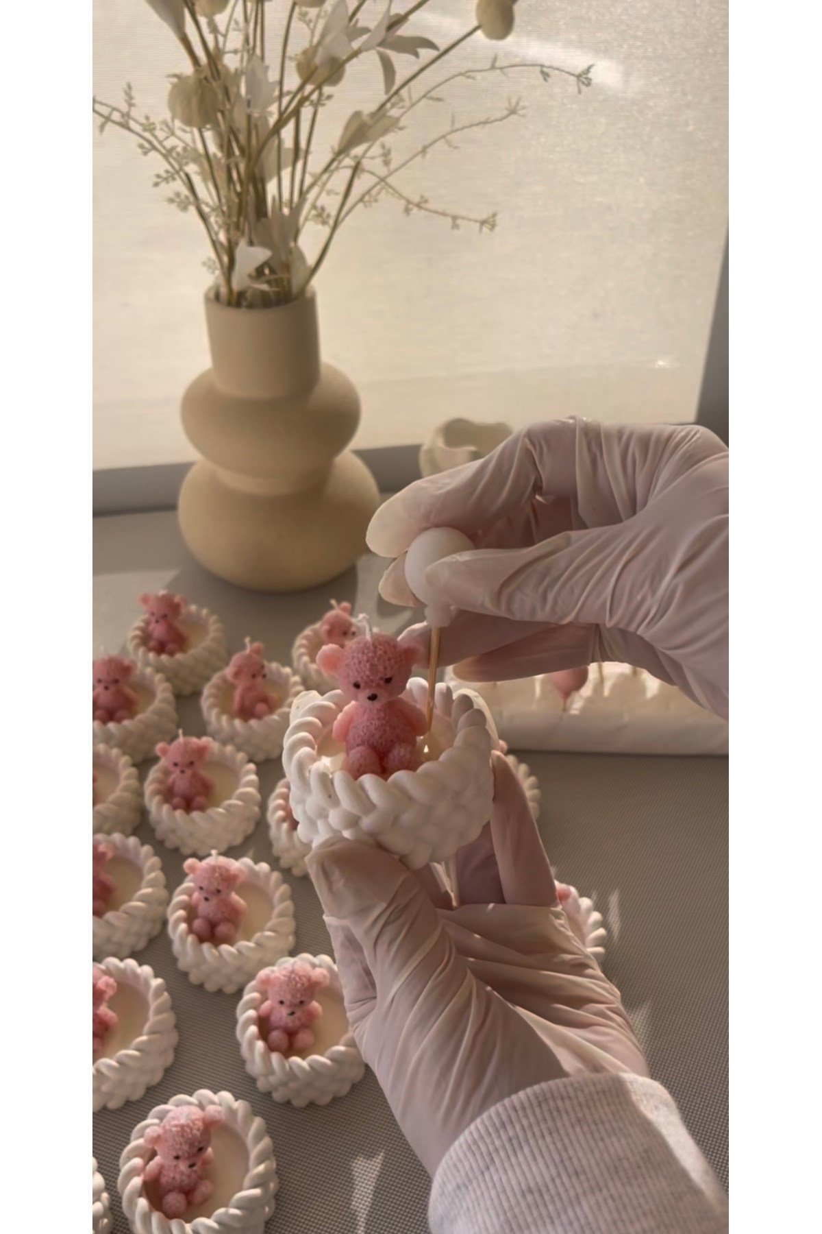 10 Adet Ayıcıklı Hediyelik Mum Babyshower Doğum Günü