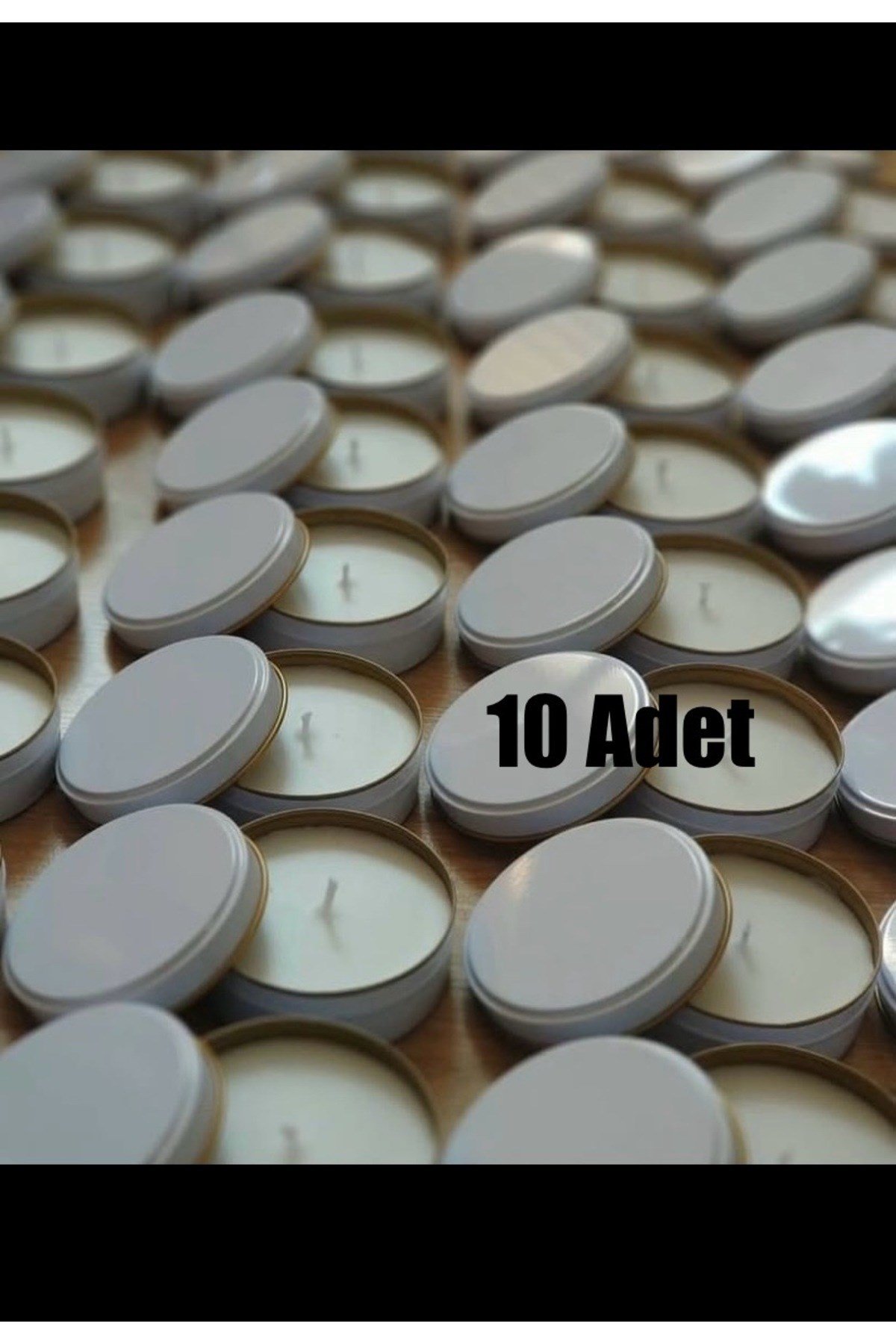 10 Adet Metal Teneke Mum Kapaklı Mum 10lu Set