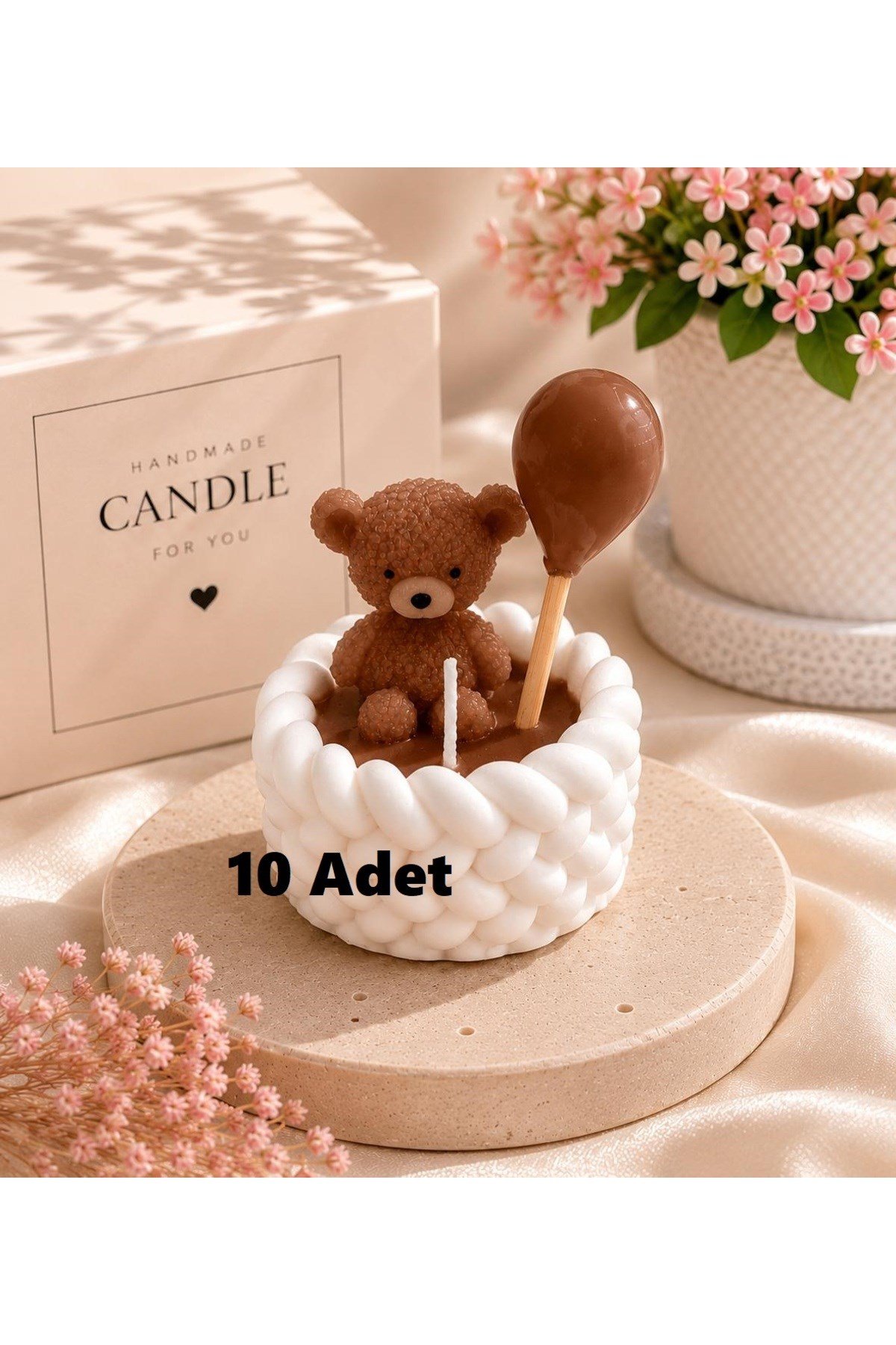 10 Adet Mini Kasede Ayıcıklı MUM Hediyelik Dağıtmalık Bebek Doğumgünü Babyshower Parti Mevlüt