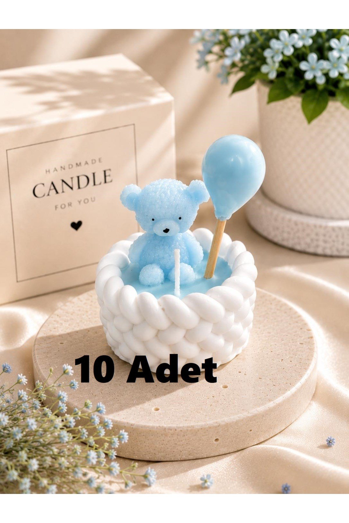 10 Adet Mini Kasede Ayıcıklı MUM Hediyelik Dağıtmalık Bebek Doğumgünü Babyshower Parti Mevlüt