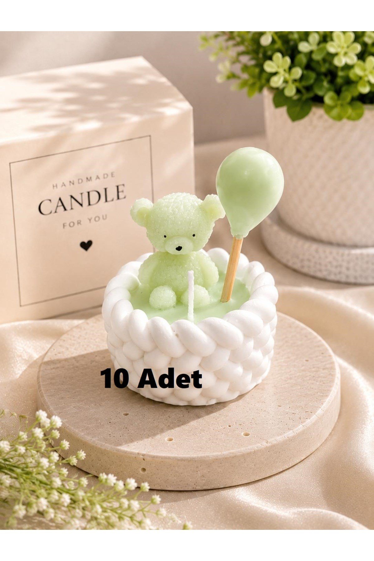 10 Adet Mini Kasede Ayıcıklı MUM Hediyelik Dağıtmalık Bebek Doğumgünü Babyshower Parti Mevlüt