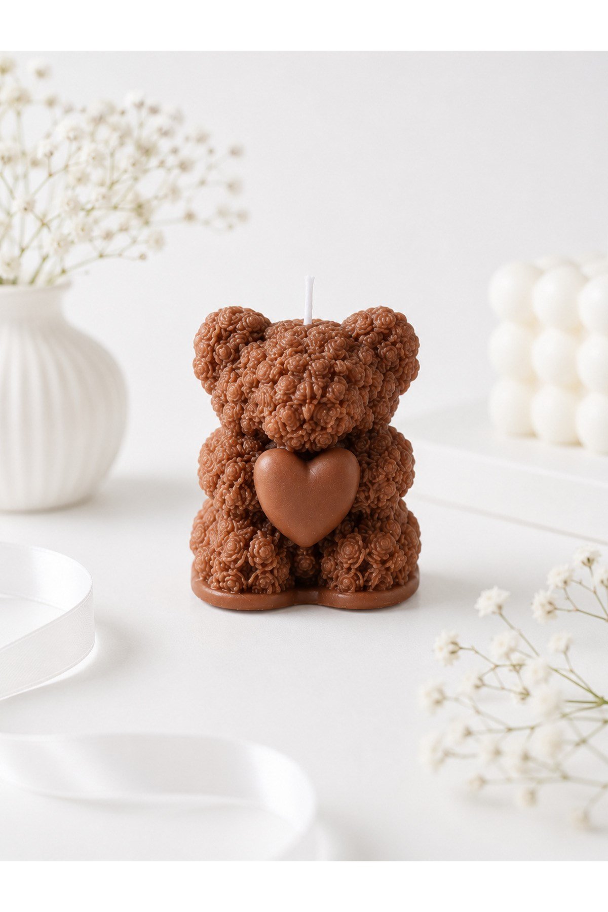 10 Adet Renkli Ayıcık Mum Seti | Karışık Renk Teddy Bear Mum | Hediyelik, Baby Shower, Doğum Günü Süsü