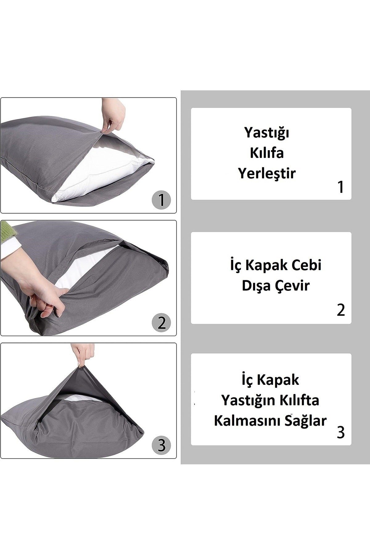 %100 Pamuklu 50x70 Yastık Kılıfı Pillow Case 3lü Paket