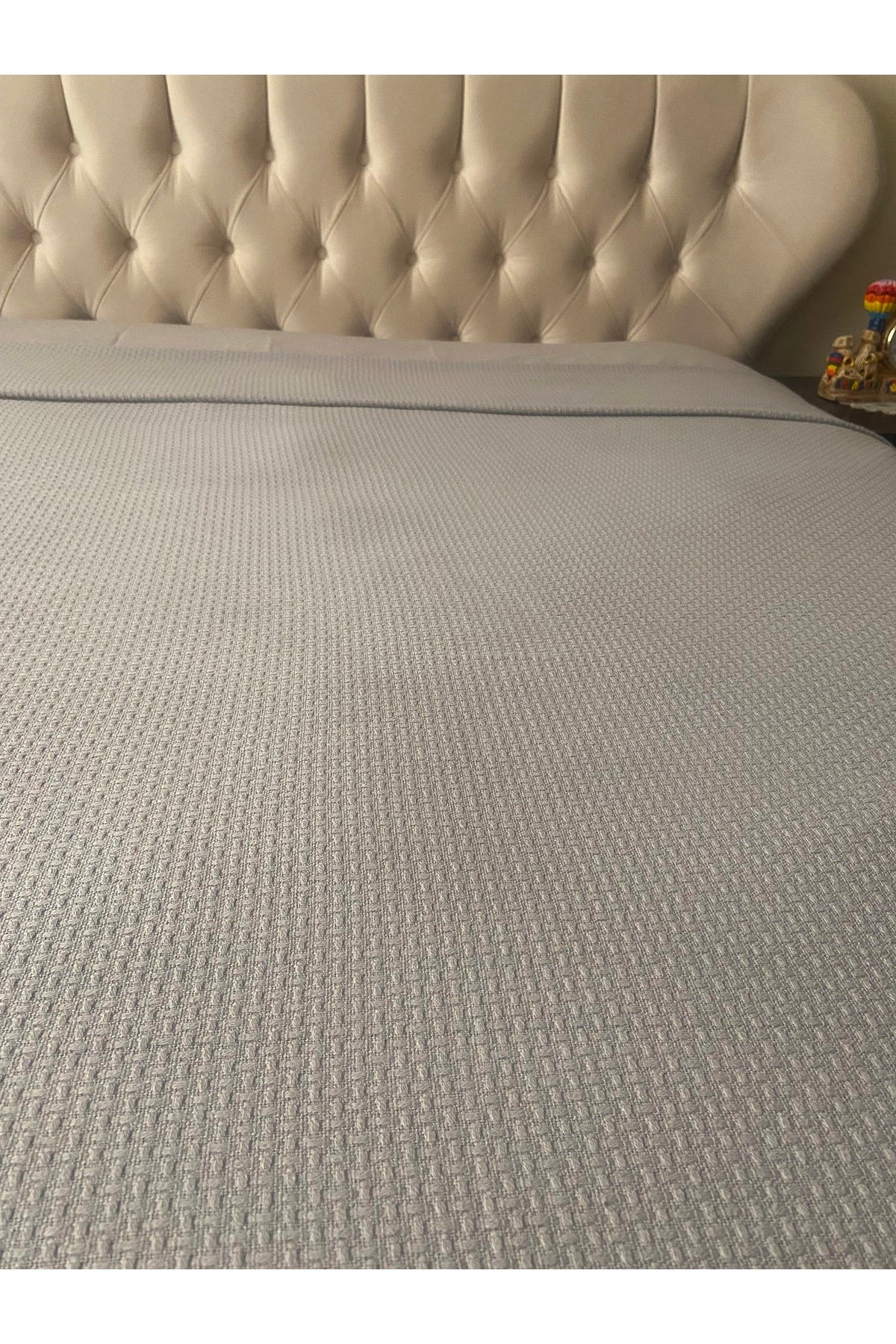 %100 Pamuklu Çift Kişilik Pike Gri 220 X 240cm