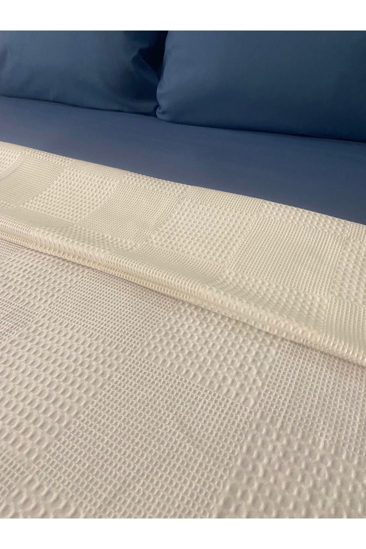 %100 Pamuklu Çift Kişilik Pike Krem 220 X 240cm