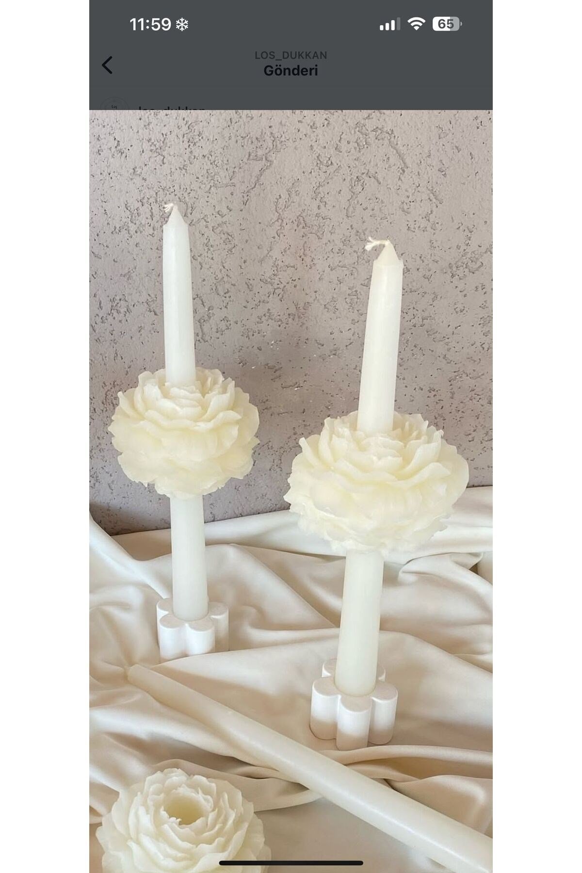2 Adet Gül Motifli Şamdan Mum , Hediyelik, 2 Adet, Dekoratif