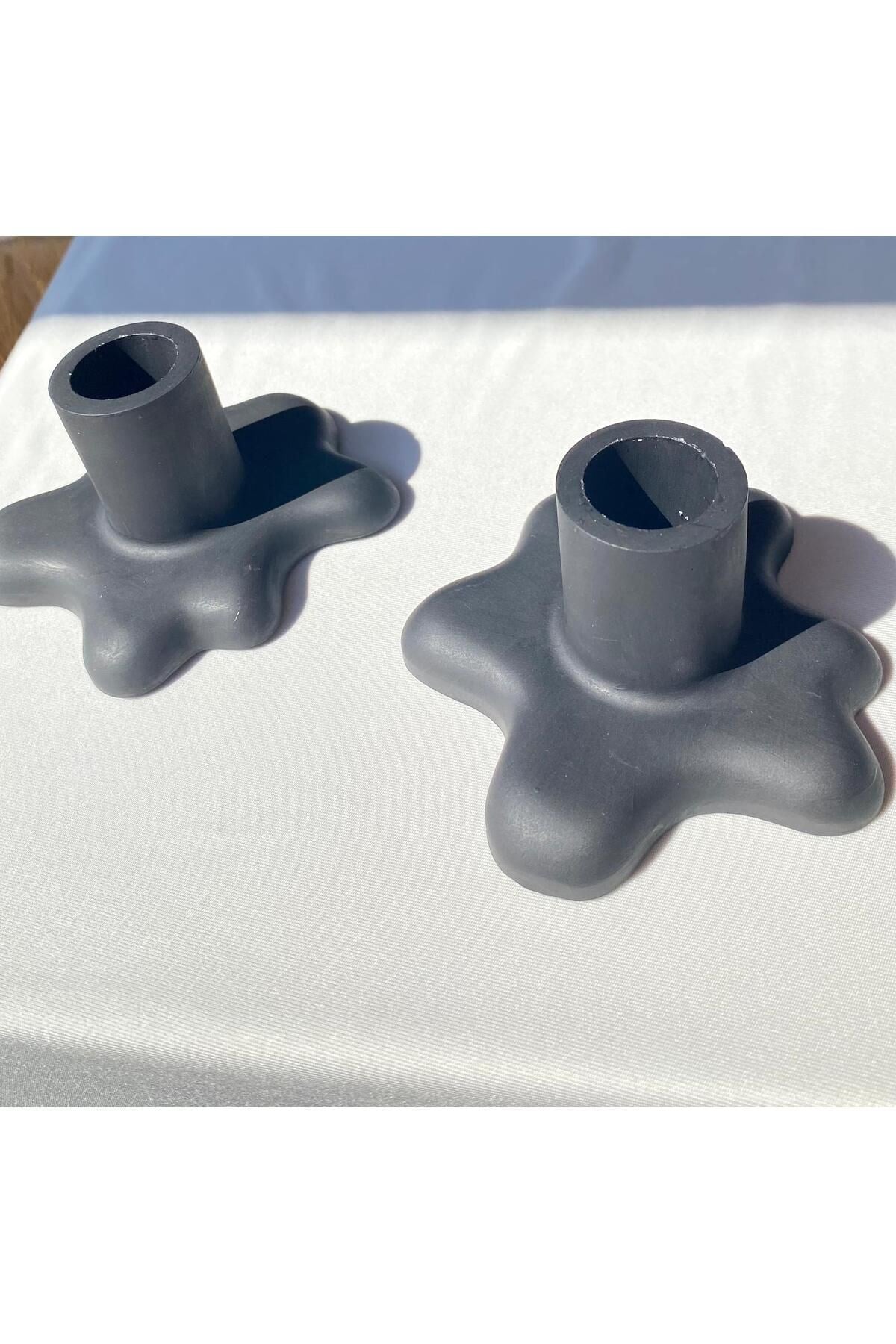 2 Li Şamdan Mum Tutucu Beton Şamdan- Süzülen Şamdanlık - Su Birikintisi Şamdanlık Modeli