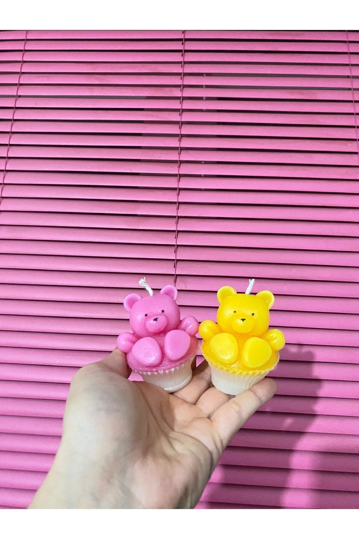 2li Cupcake Oturan Ayıcık Mum