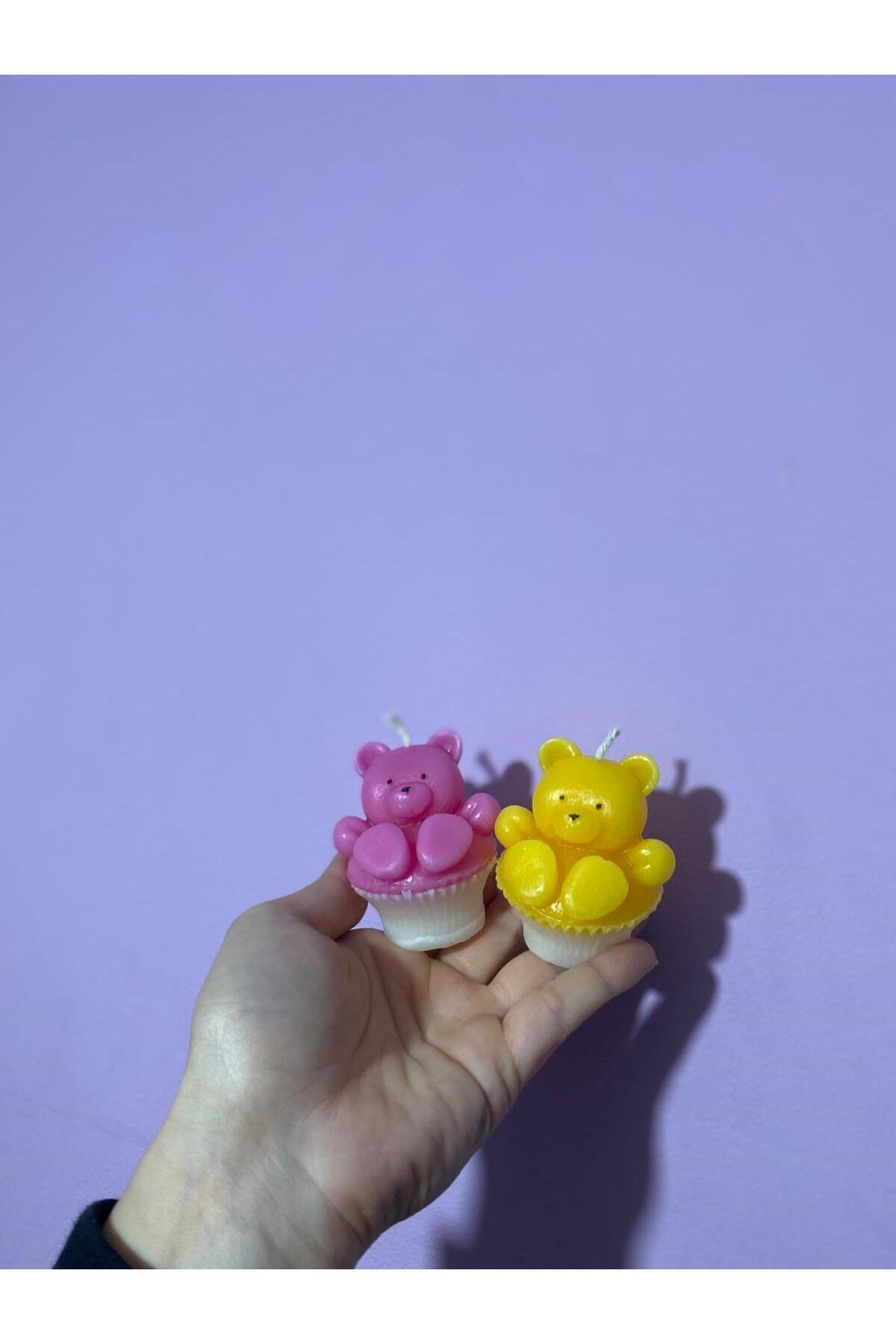 2li Cupcake Oturan Ayıcık Mum