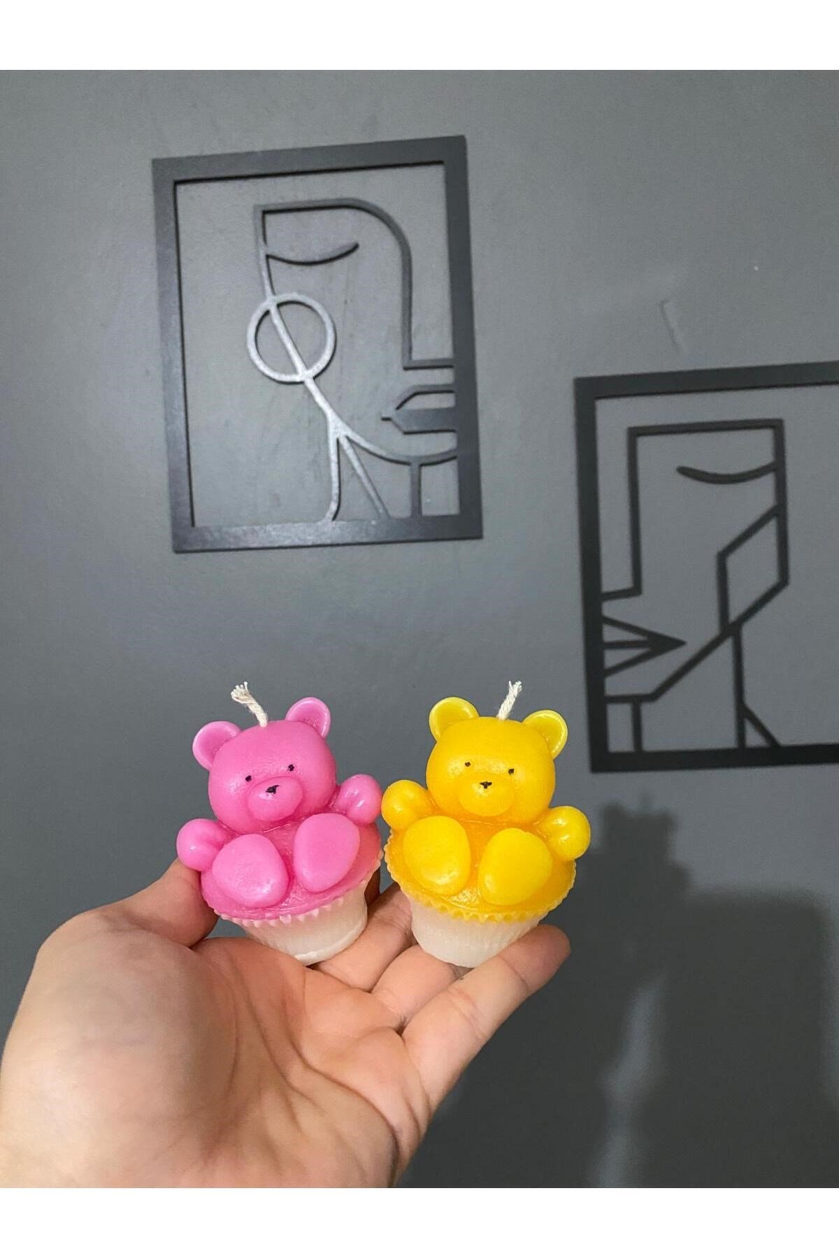 2li Cupcake Oturan Ayıcık Mum