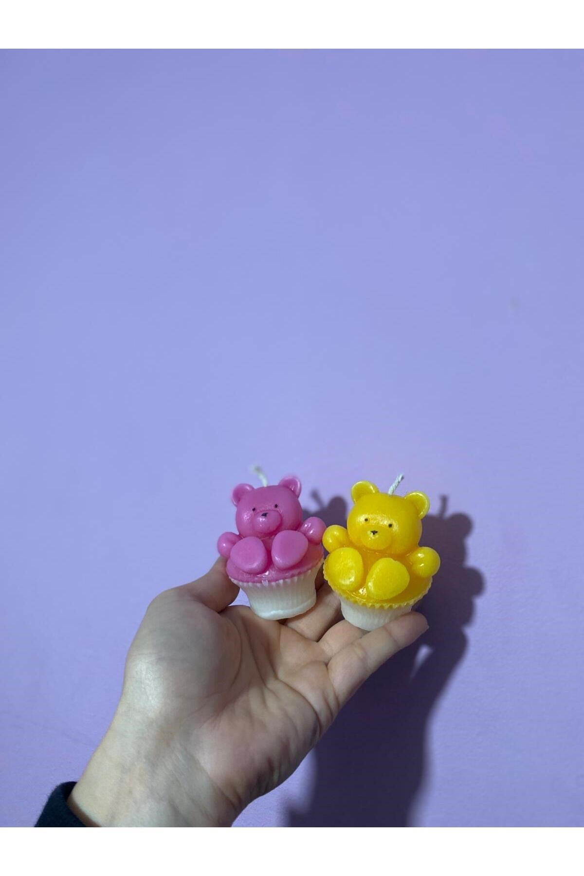 2li Cupcake Oturan Ayıcık Mum