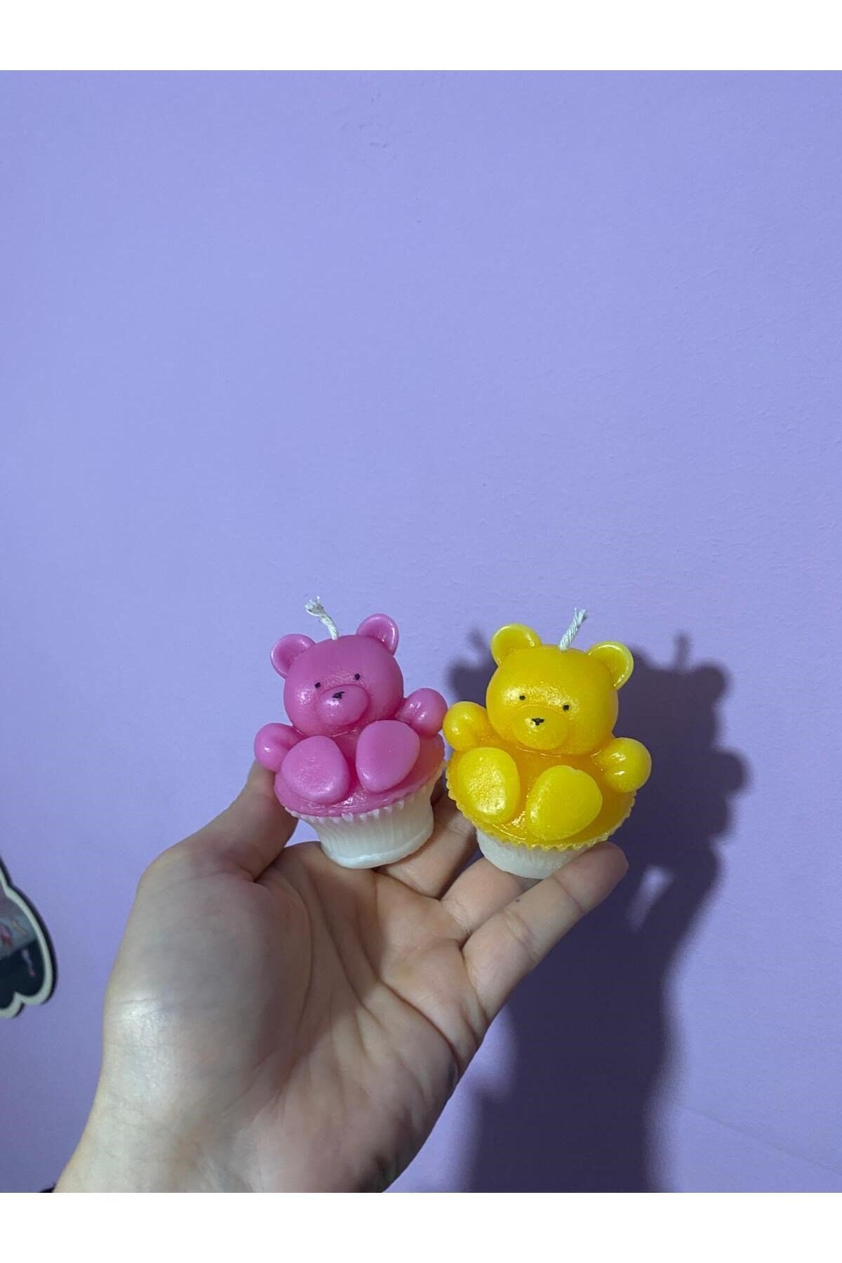 2li Cupcake Oturan Ayıcık Mum