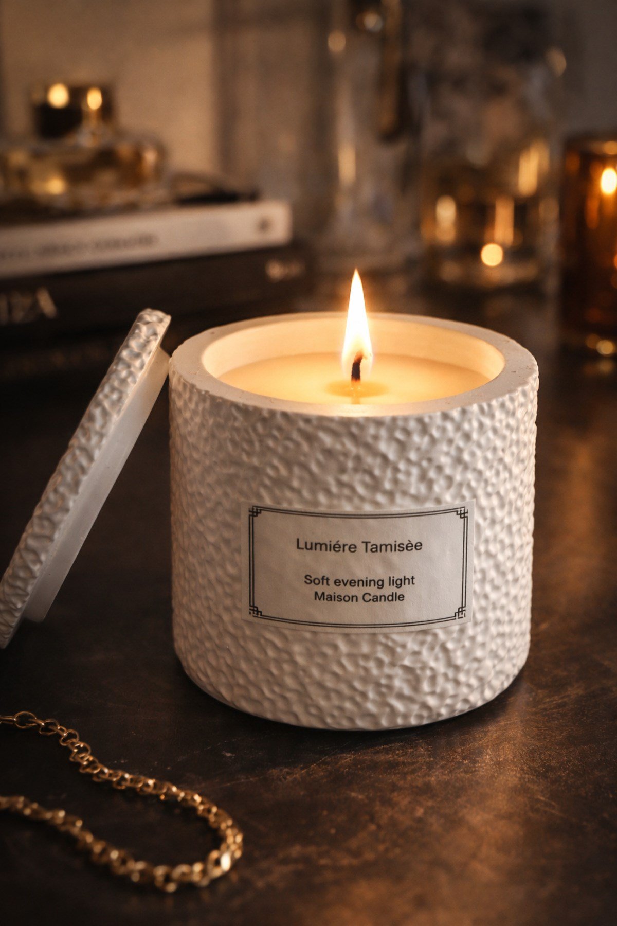 2li Set Dokulu Kase Kokulu Mum Lumiere Tamisee Scented Candle
