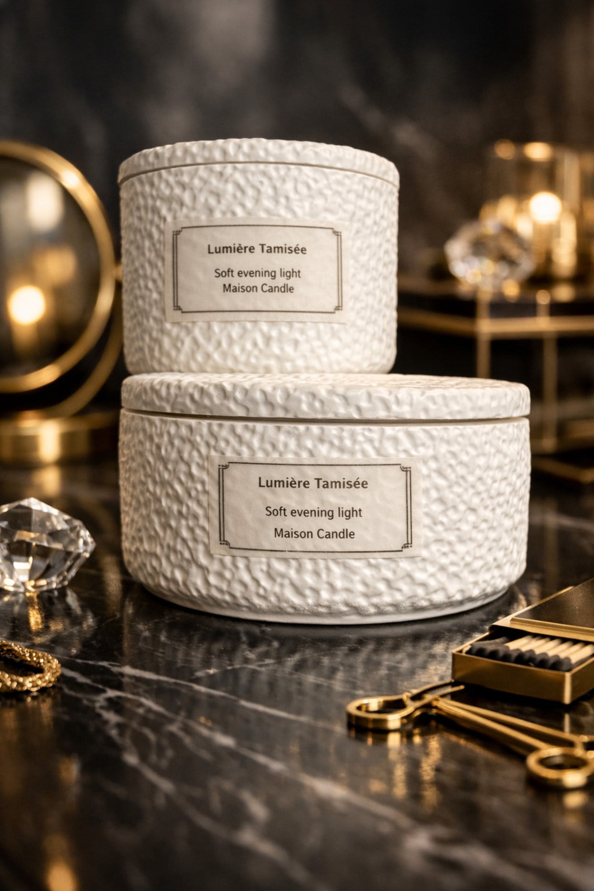 2li Set Dokulu Kase Kokulu Mum Lumiere Tamisee Scented Candle