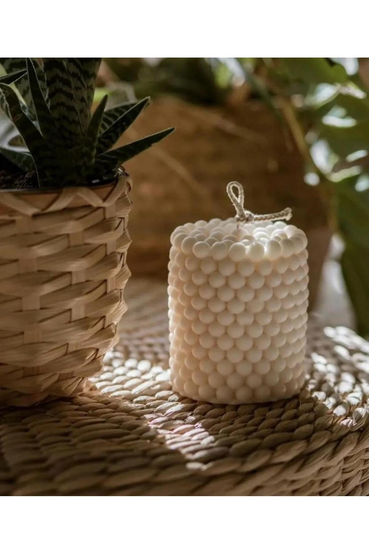 3 Adet Bubble Dekoratif Kokulu Mum - Pearly Candle - İnci Mum Soya Wax Vegan Mum