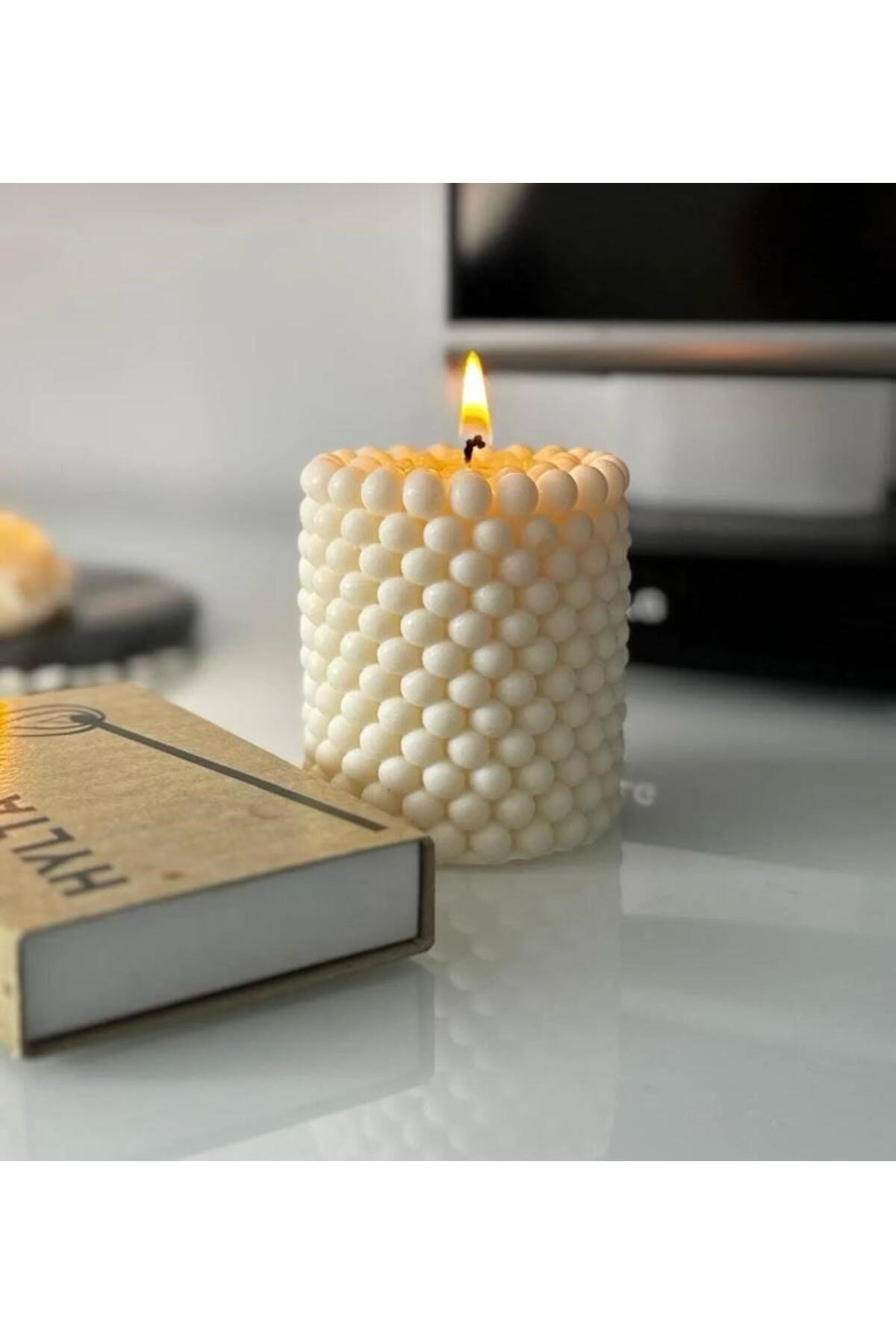 3 Adet Bubble Dekoratif Kokulu Mum Seti - Pearly Candle - Vegan Mum Pinterest Tasarım