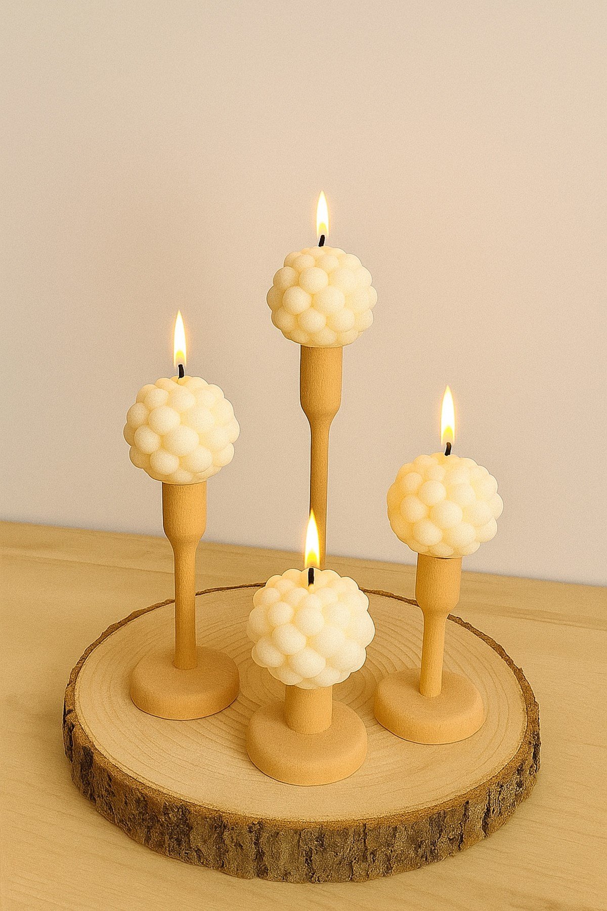 3 Adet Bubble Dekoratif Kokulu Mum Seti - Pearly Candle - Vegan Mum Pinterest Tasarım