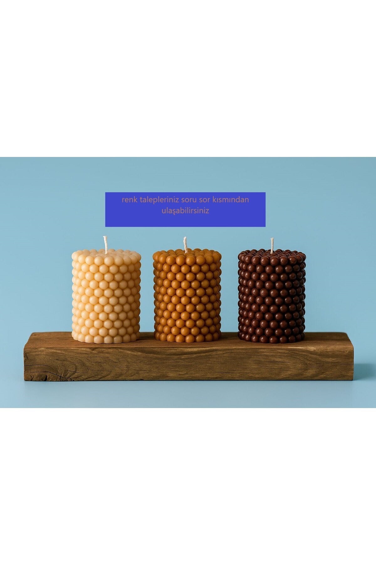 3 Adet Bubble Silindir Kahve Tonlu Dekoratif Kokulu Mum - Pearly Candle