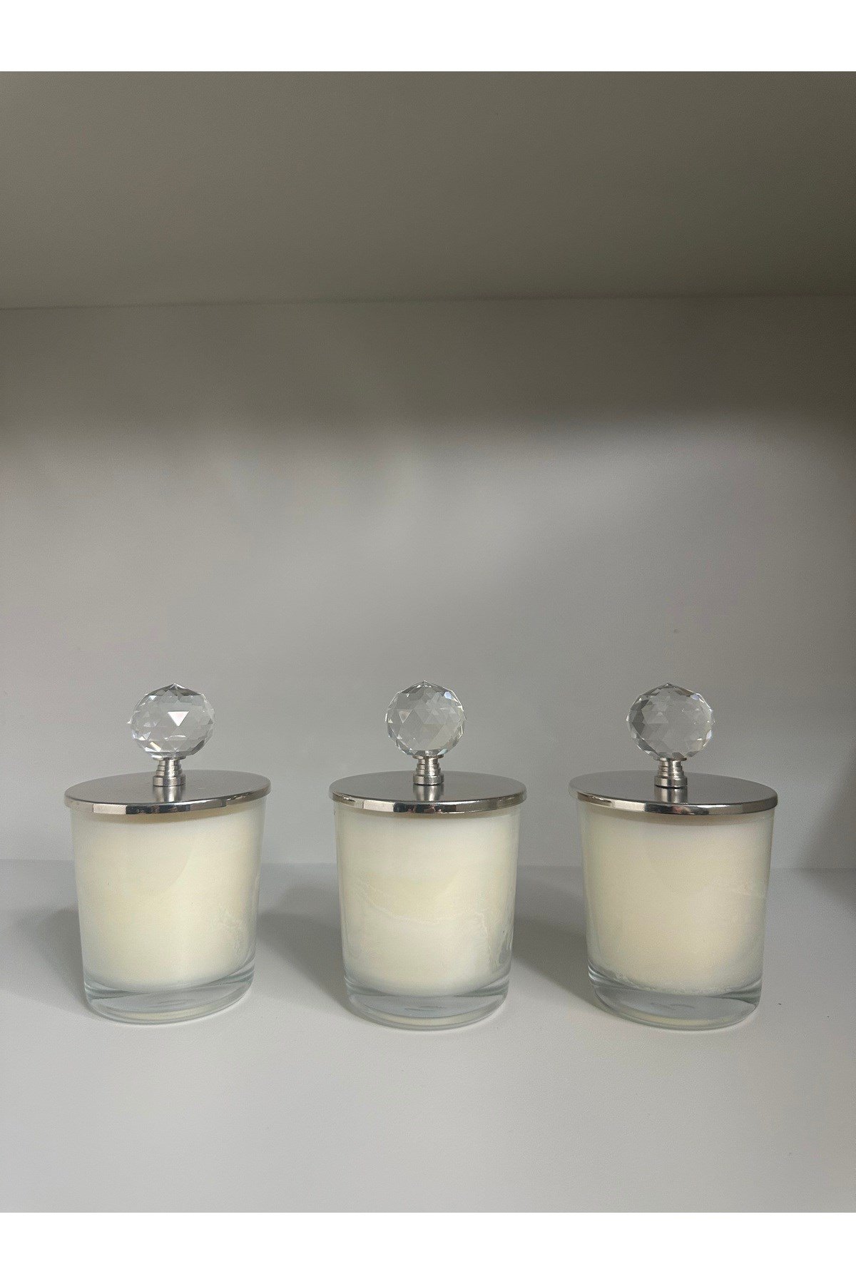 3 Adet Kristal Başlı Set Mum