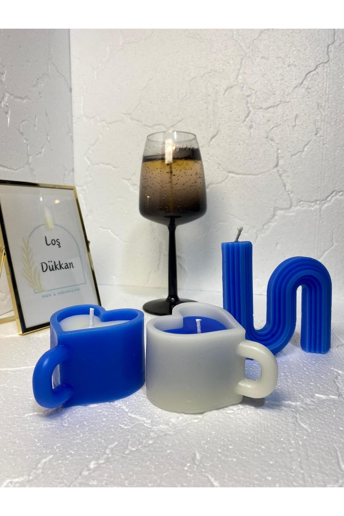 3 lü Set - S şekilli Mum,Kalpli Fincan Şekilli Mum