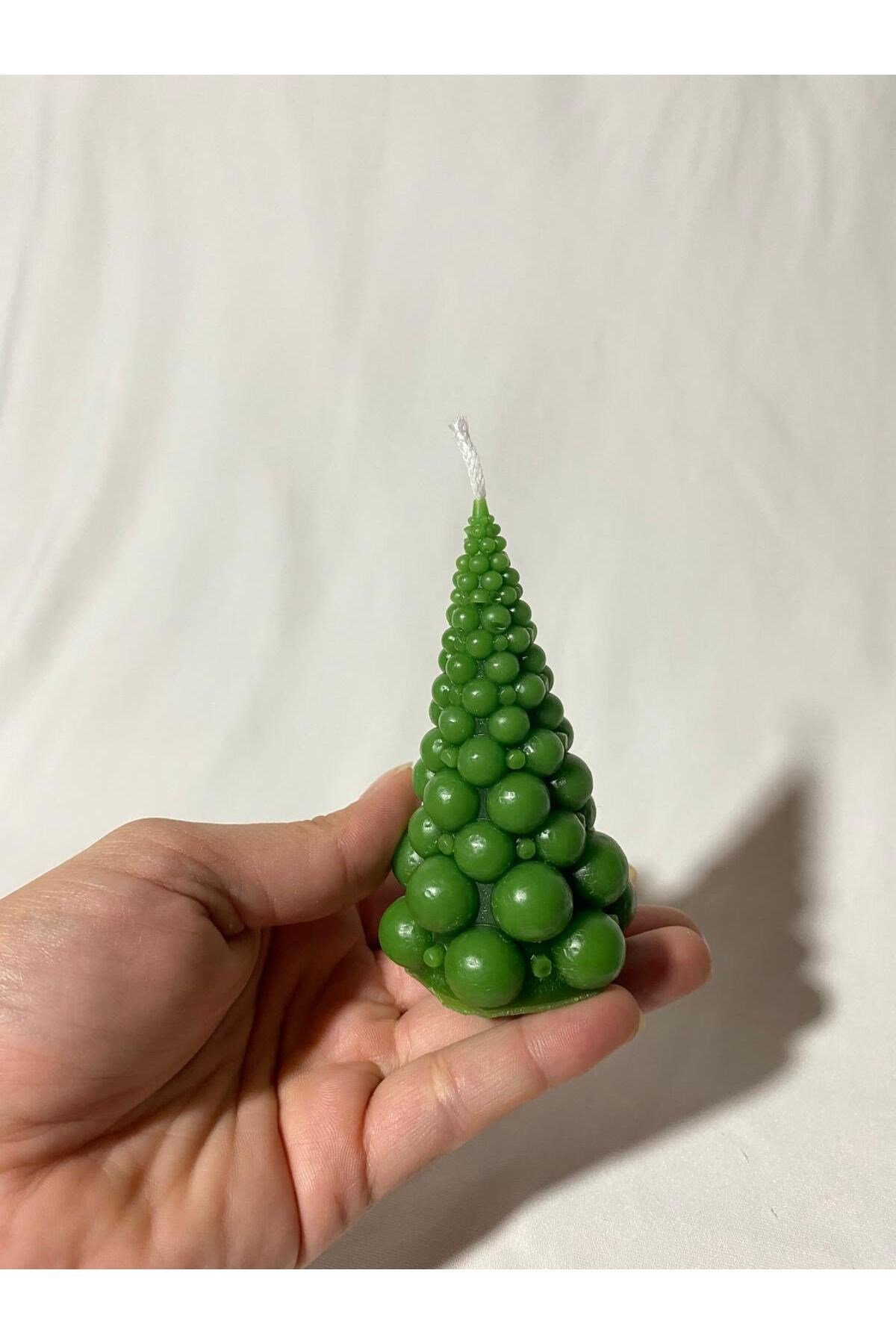 3 lü Yılbaşı Mumu - Bubble Ağaç Mum - Dekoratif Mum - Yılbaşı Konsept Mumları
