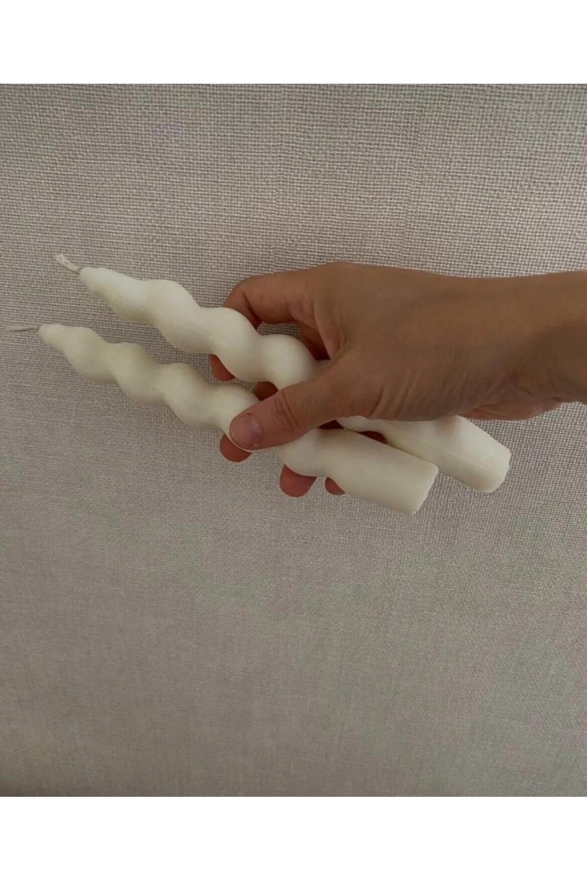 3'li Burgulu Şamdan Mumu Uzun Çubuk Konik Burgu Spiral Mum İtalyan Burgu Dekoratif Mum