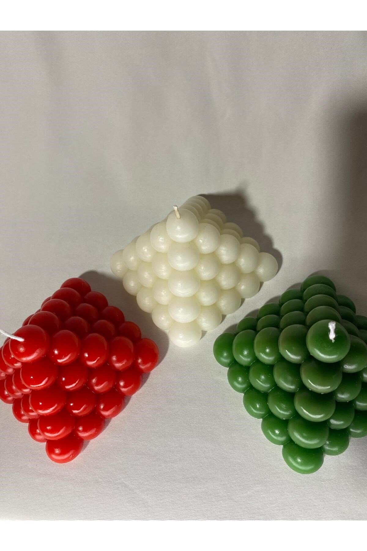 3lü Bubble Piramit Mum Seti - Yılbaşı Mum Seti