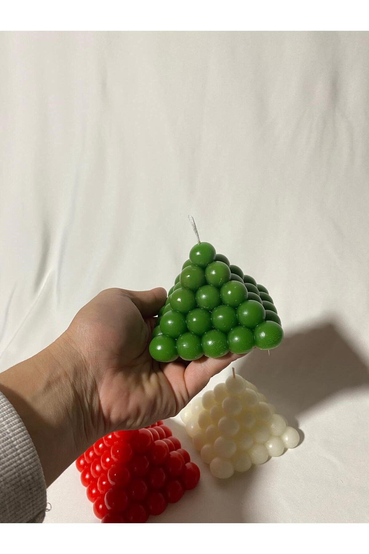 3lü Bubble Piramit Mum Seti - Yılbaşı Mum Seti
