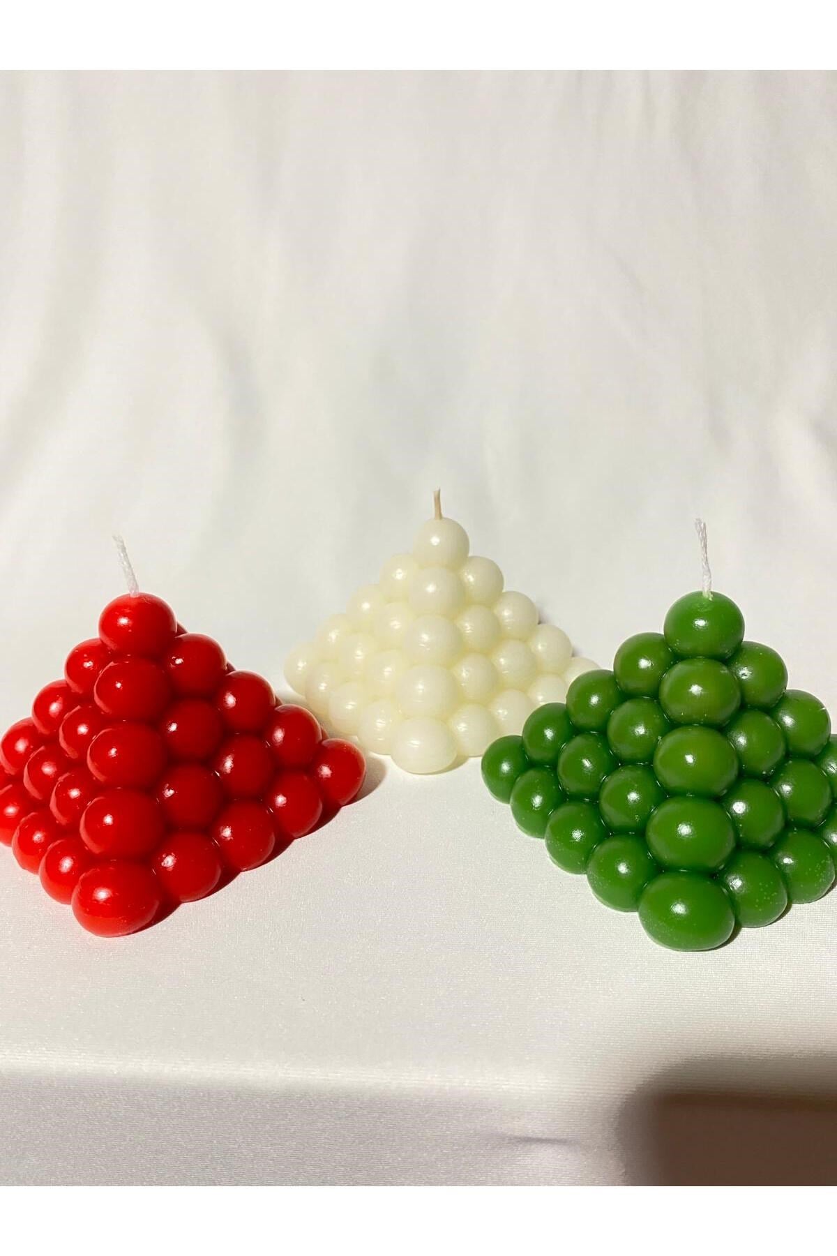 3lü Bubble Piramit Mum Seti - Yılbaşı Mum Seti