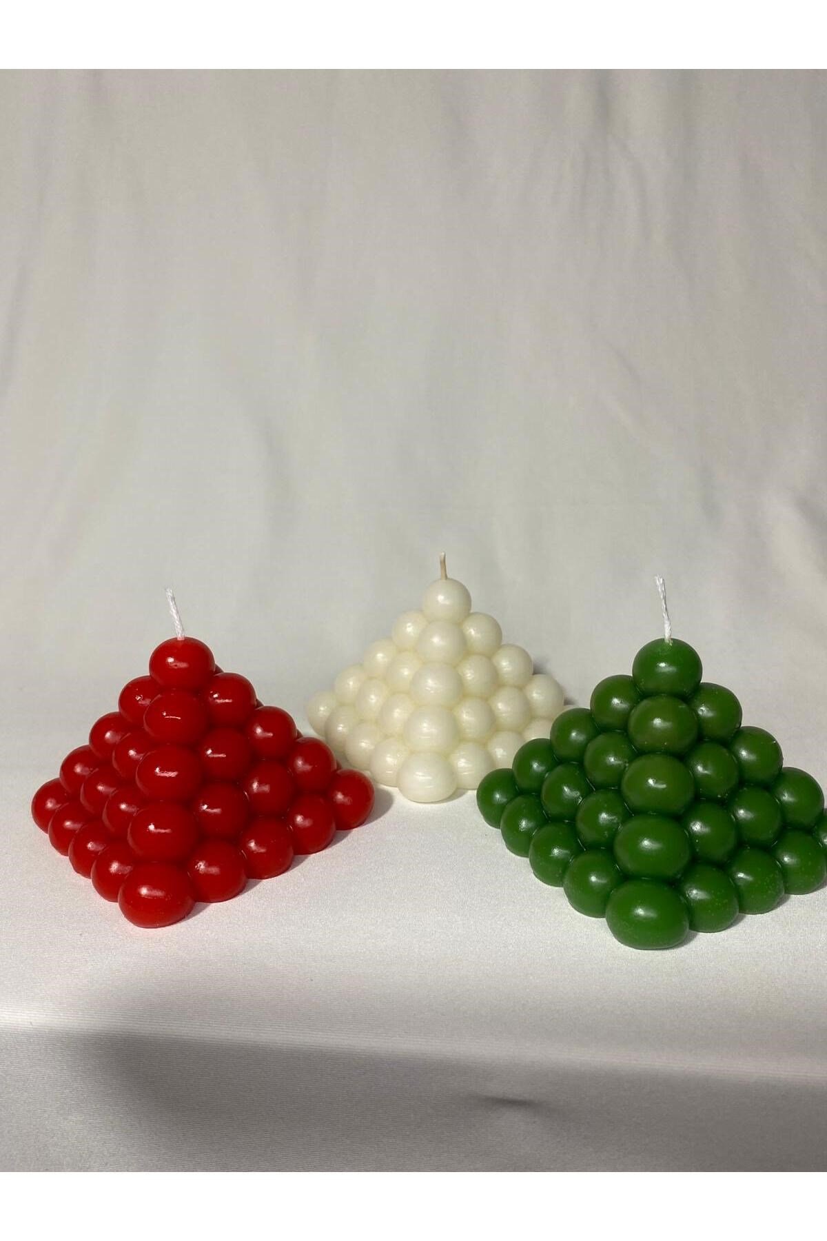 3lü Bubble Piramit Mum Seti - Yılbaşı Mum Seti