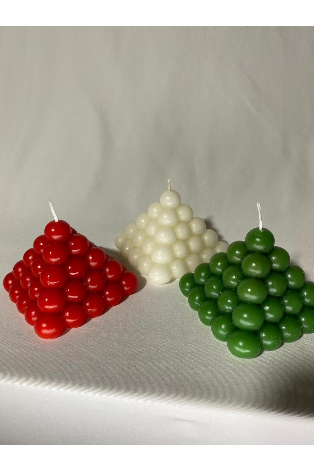 3lü Bubble Piramit Mum Seti - Yılbaşı Mum Seti